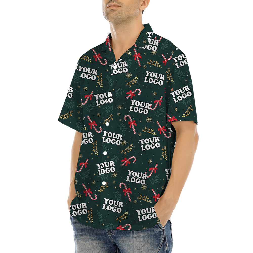 Custom Company Logo Christmas Hawaiian Shirt