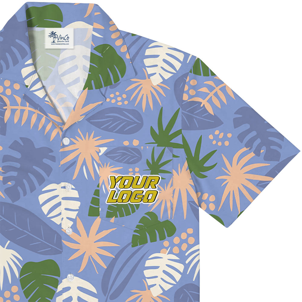 Custom Company Logo Purple Pocket Hawaiian Shirt