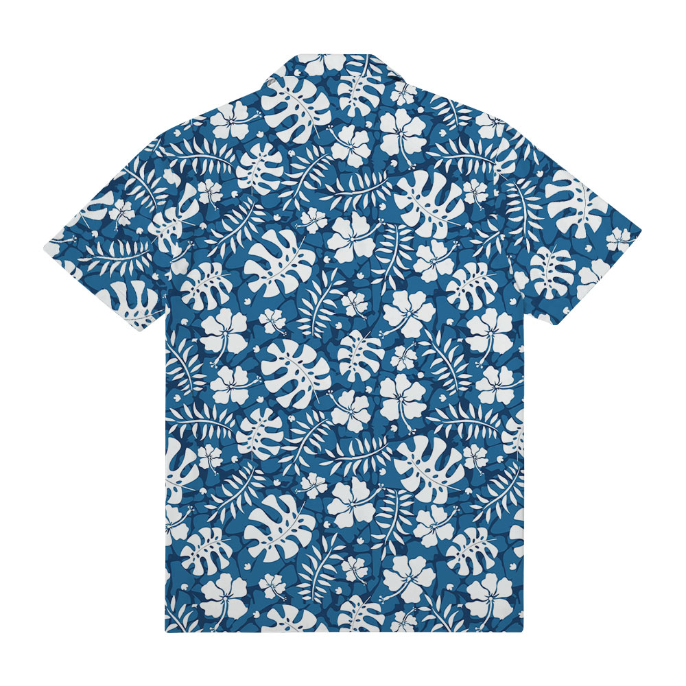 Blue Pocket Aloha Shirt With Custom Company Logo