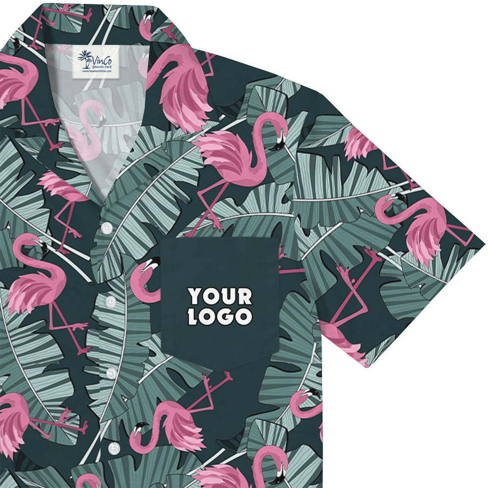 Custom Logo Pocket Flamingo Hawaiian Shirt