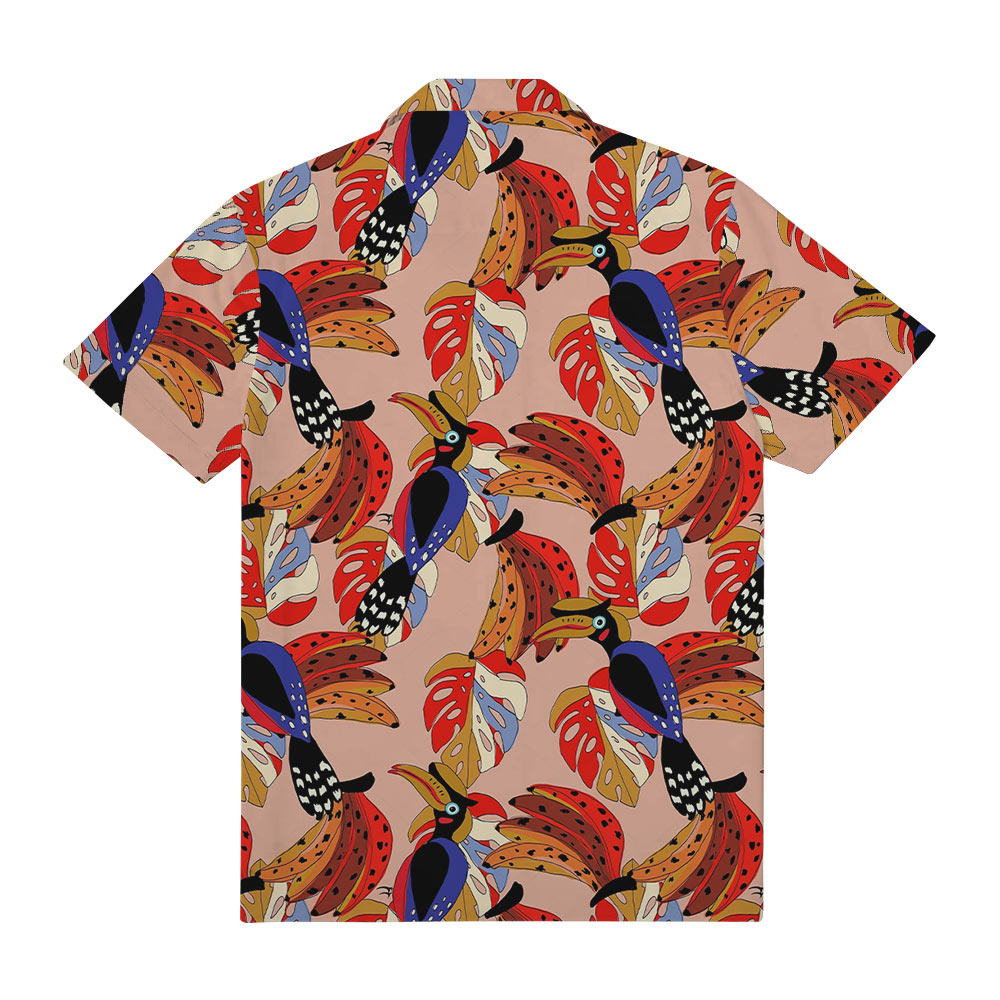 Tropical Parrot Hawaiian Shirt With Custom Logo Pocket