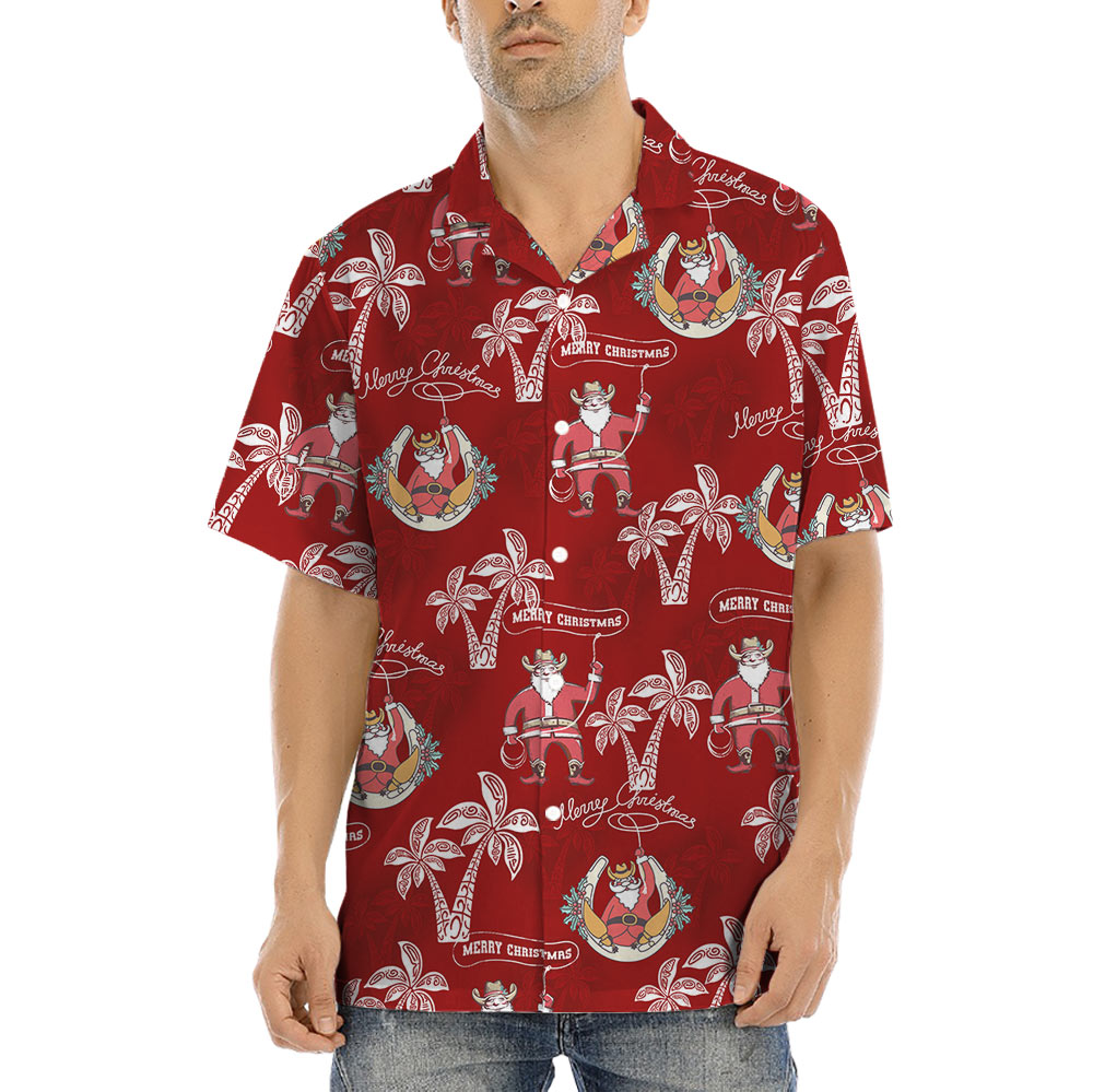 Vintage Santa Cowboy Hawaiian Shirt - variant image 1