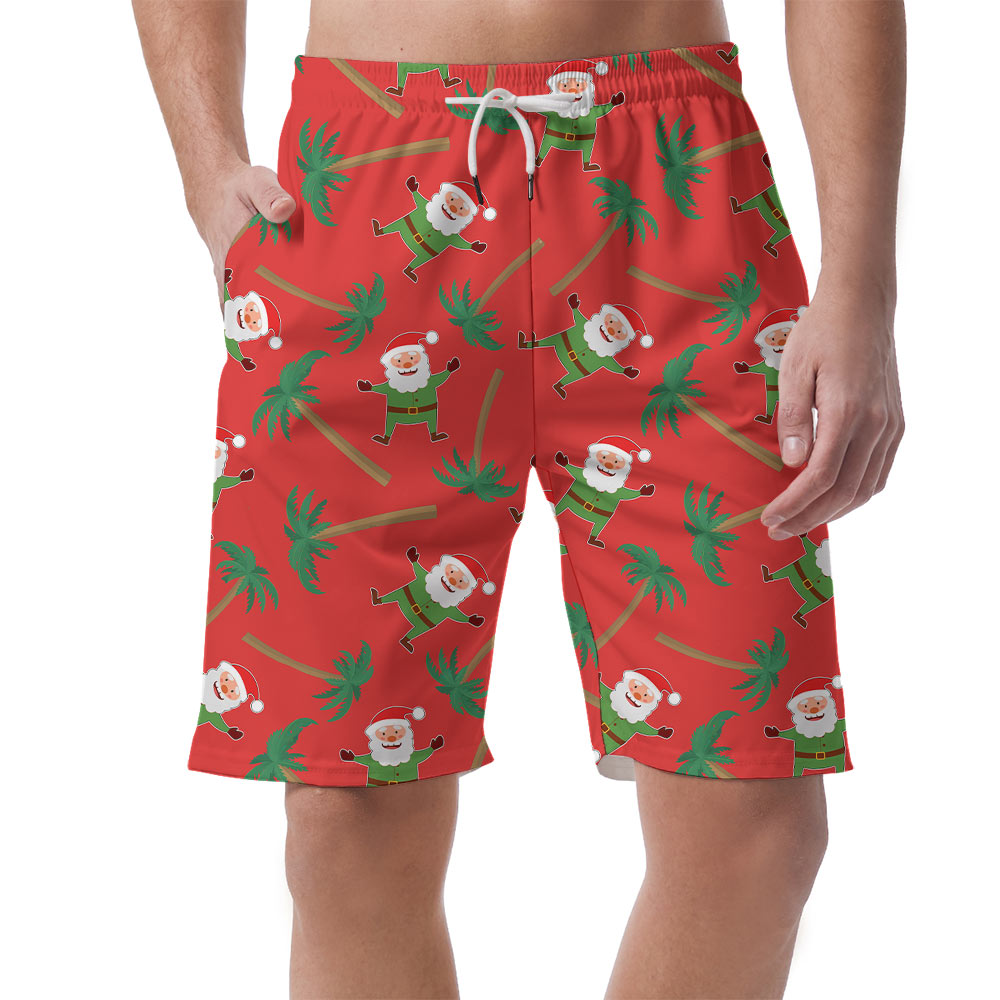 Santa Claus Tropical Palm Tree Hawaiian Beach Shorts - variant image 1