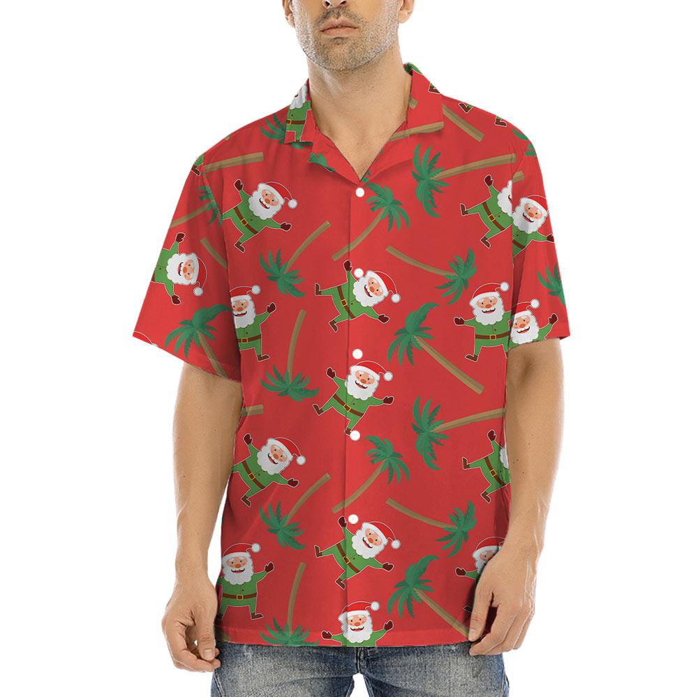 Santa Claus Tropical Palm Tree Hawaiian Shirt - variant image 1
