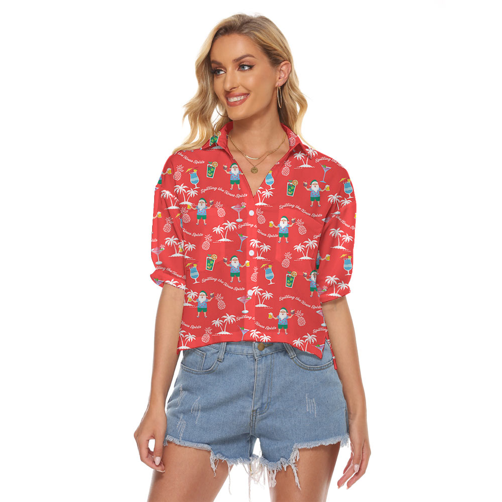 Spilling The Christmas Spirits Red Crop Top Shirt - variant image 1