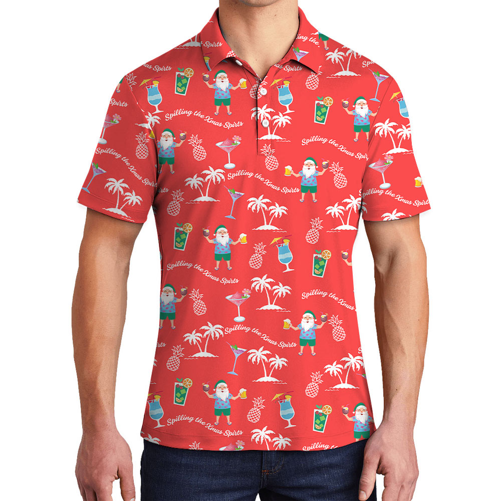 Spilling The Christmas Spirits Hawaiian Polo Shirt - variant image 1