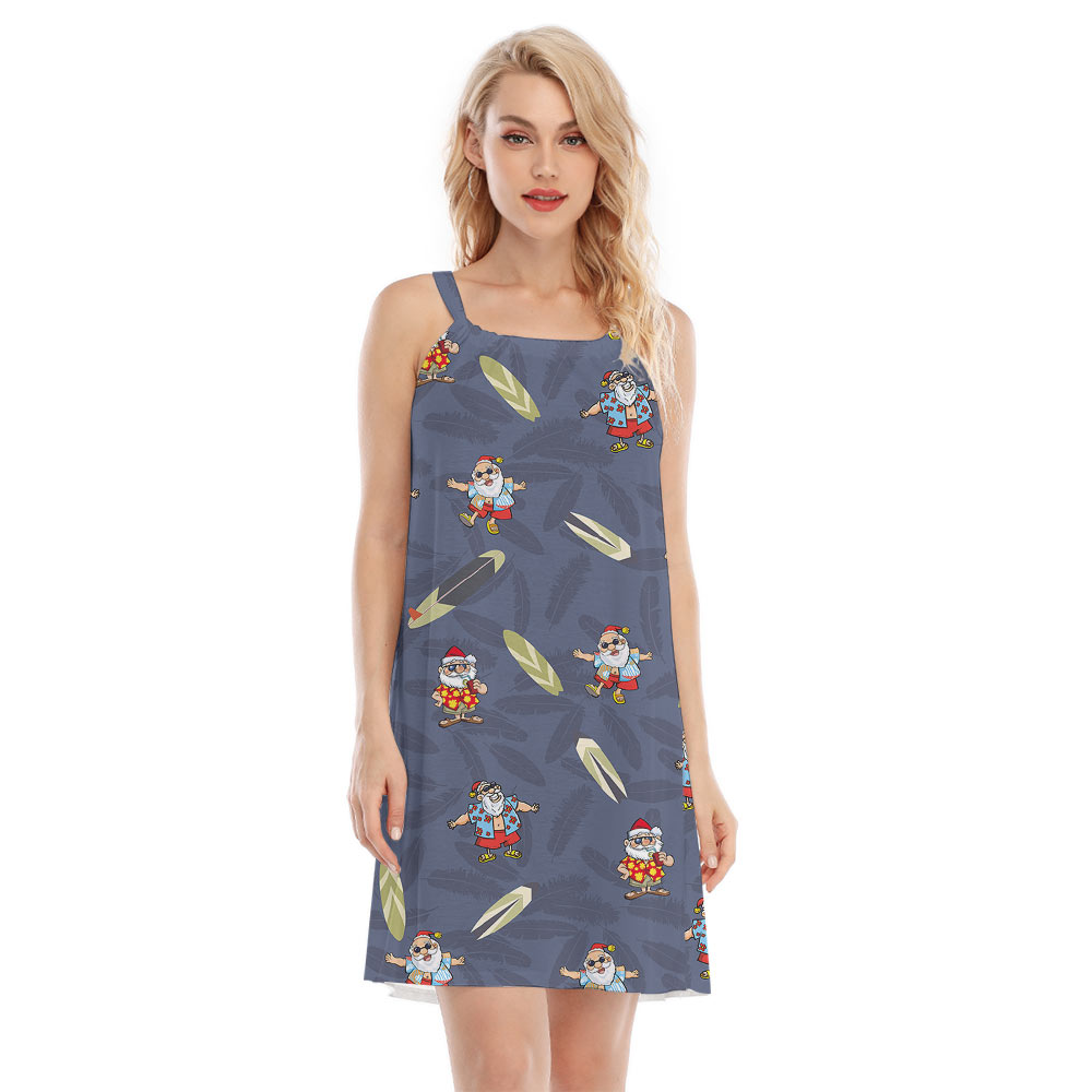 Santa Claus Surfing Board Navy Cami Dress - variant image 1