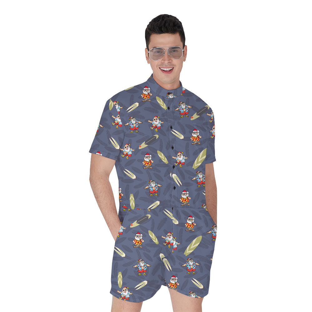 Cute Summer Santa Claus Navy Men's Romper - variant image 1
