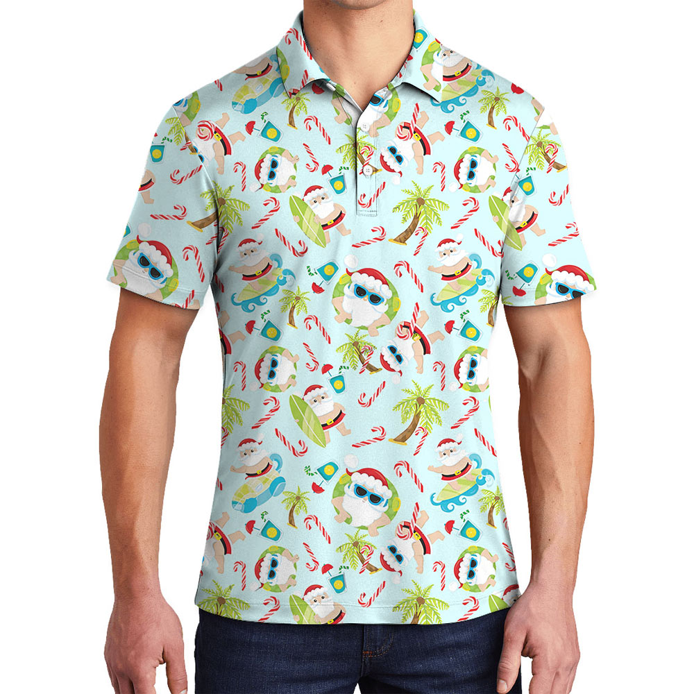 Cute Santa Claus Summer Tropical Polo Shirt - variant image 1