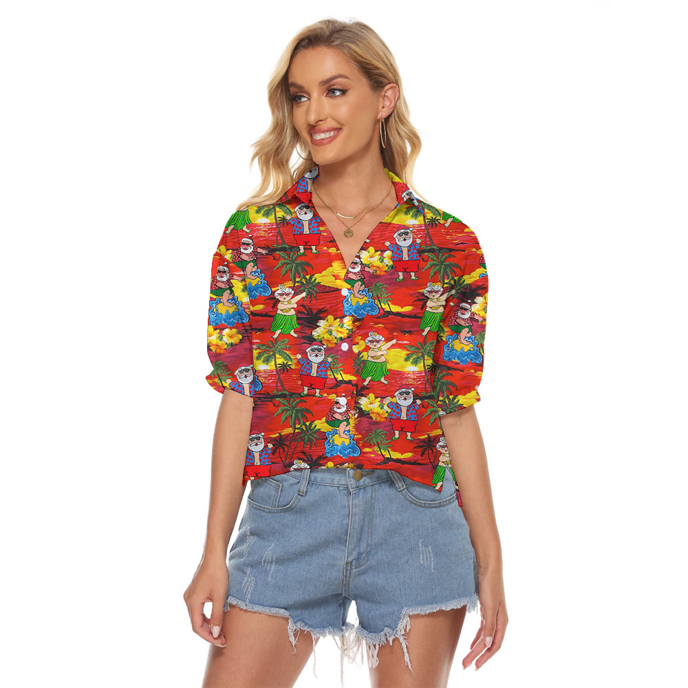 Summer Santa Tropical Orange Cropped Shirt - variant image 1