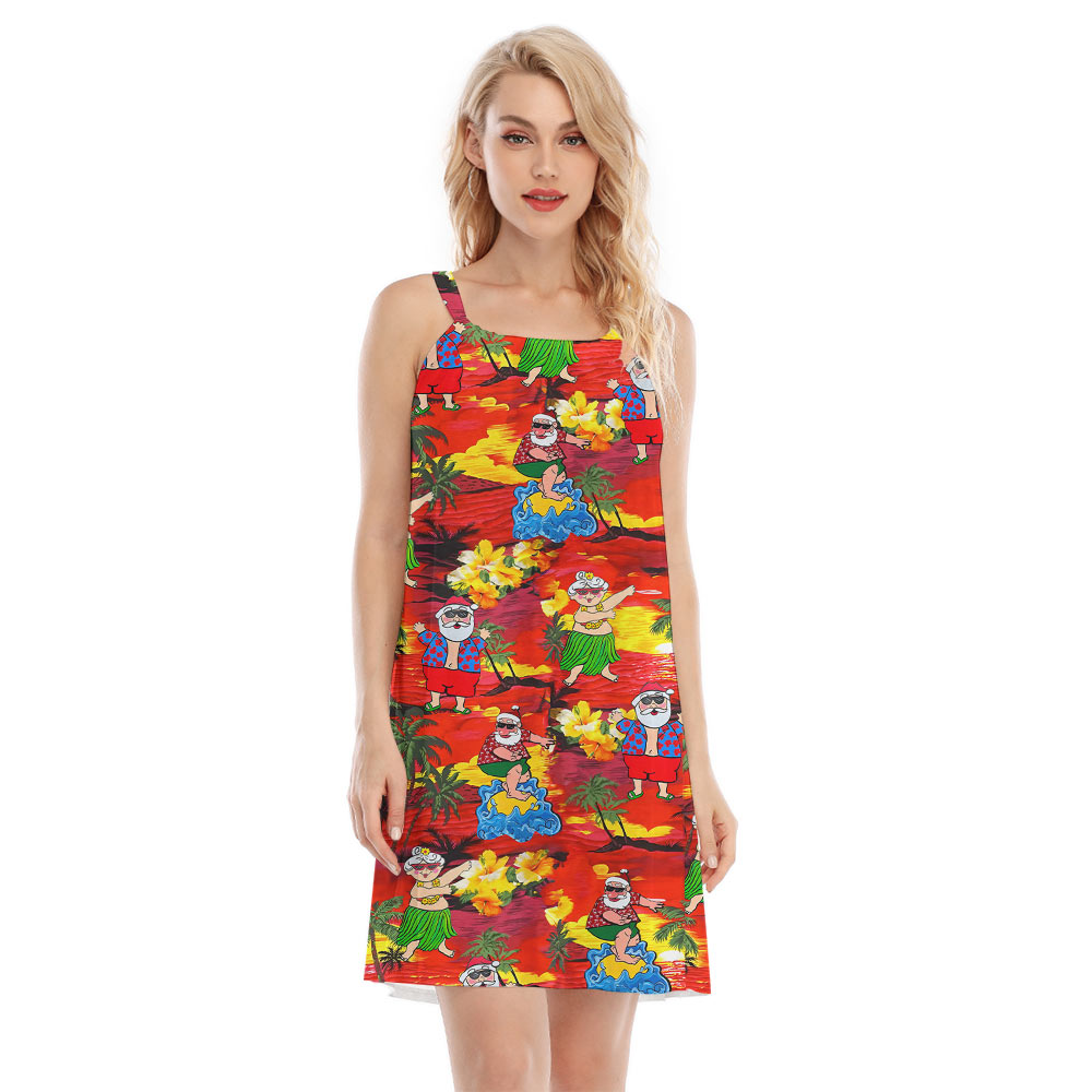 Cute Santa Tropical Sunset Beach Orange Cami Dress - variant image 1