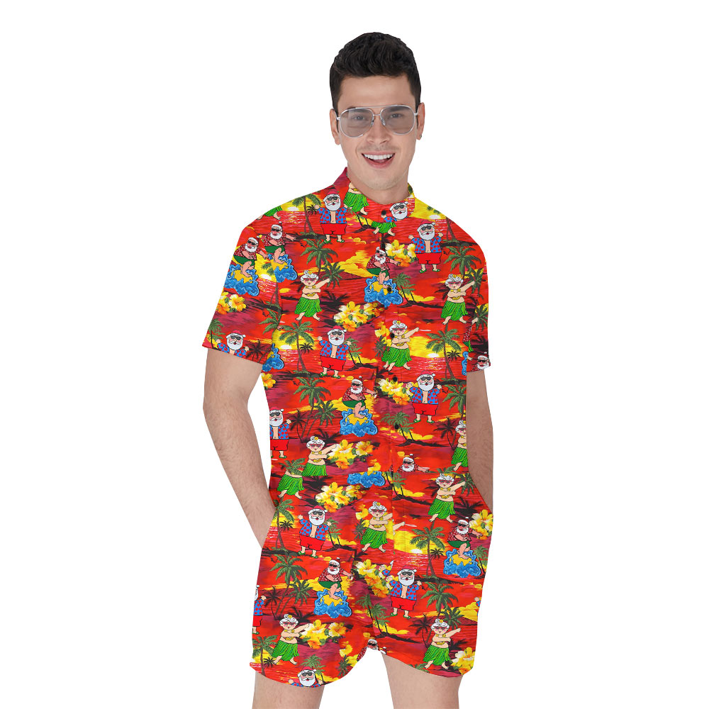 Mele Kalikimaka Santa Tropical Men's Romper - variant image 1