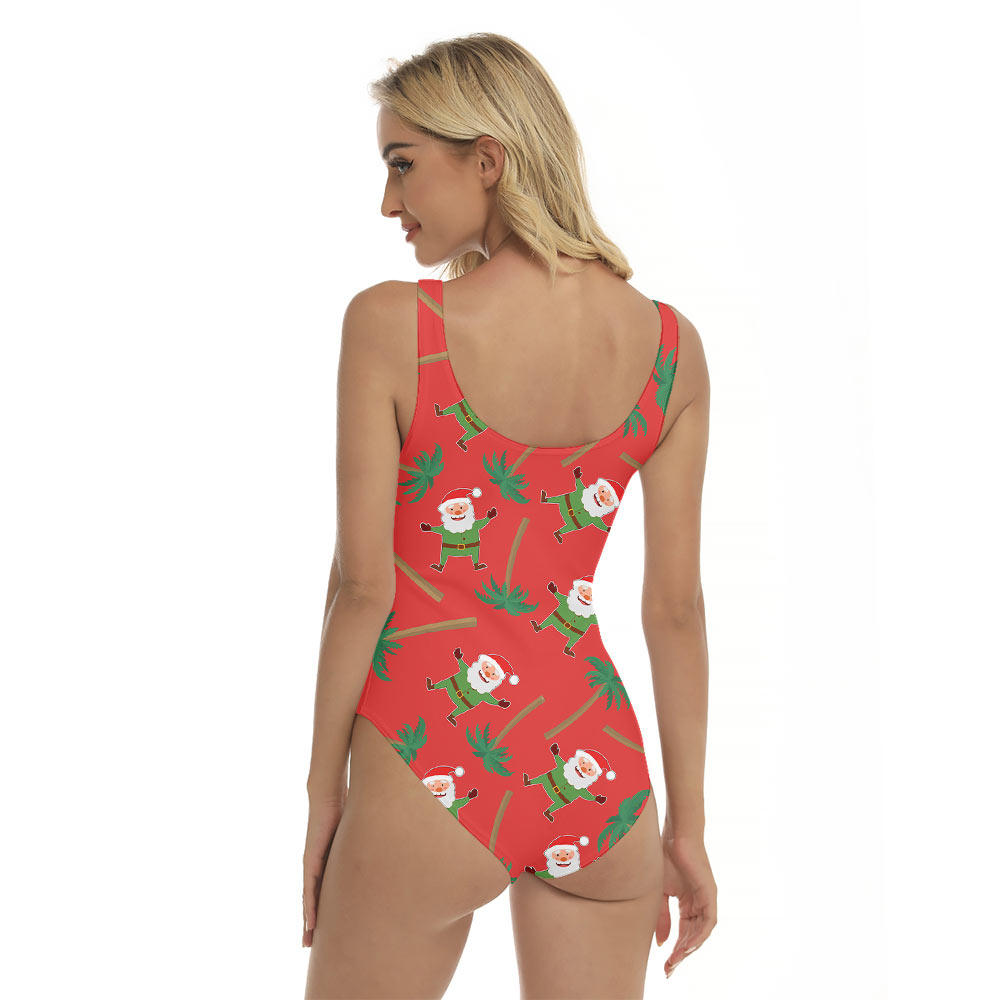 Funny Santa Claus Tropical Palm Trees Hawaiian Swimsuit