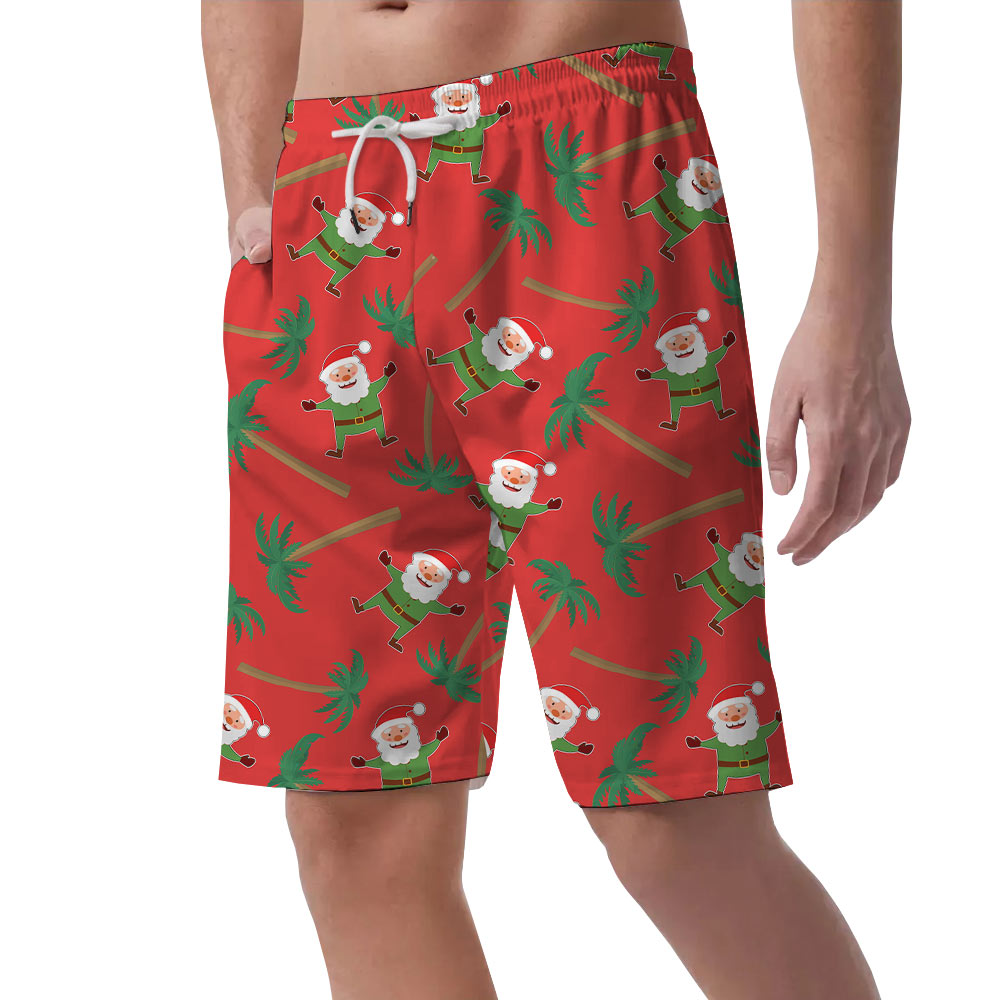 Santa Claus Tropical Palm Tree Hawaiian Beach Shorts
