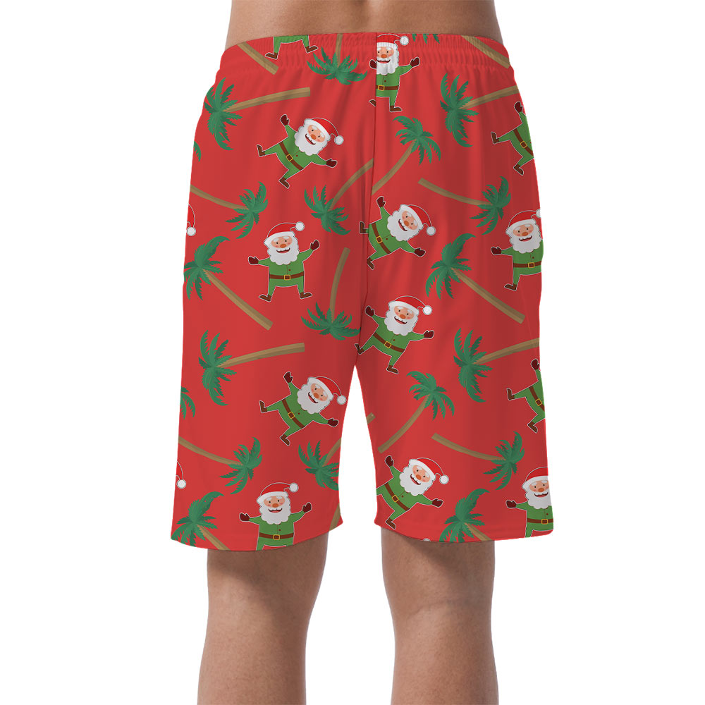 Santa Claus Tropical Palm Tree Hawaiian Beach Shorts