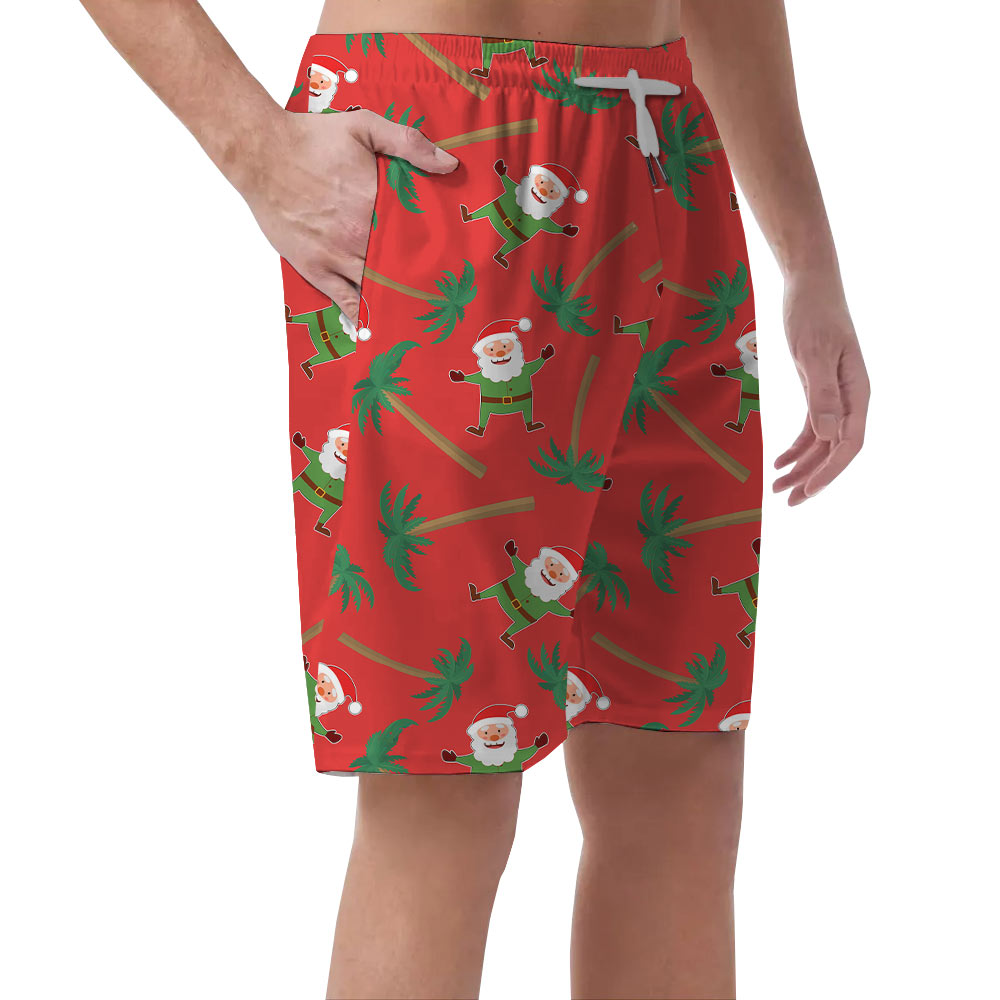 Santa Claus Tropical Palm Tree Hawaiian Beach Shorts