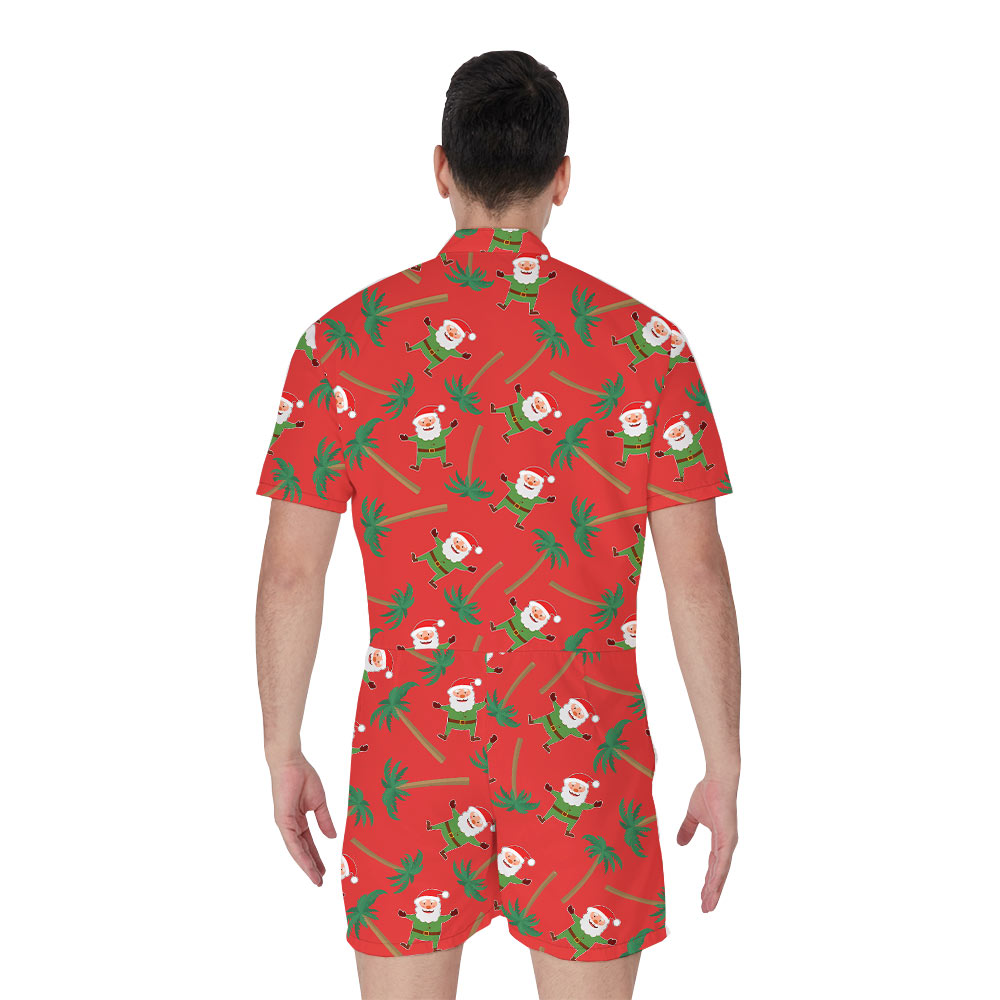 Tropical Palm Tree Santa Claus Romper For Men