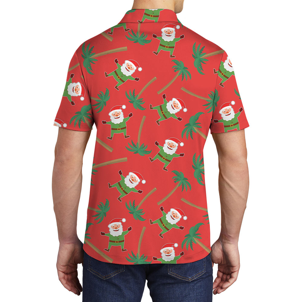 Cute Santa Claus Tropical Palm Tree Polo Shirt
