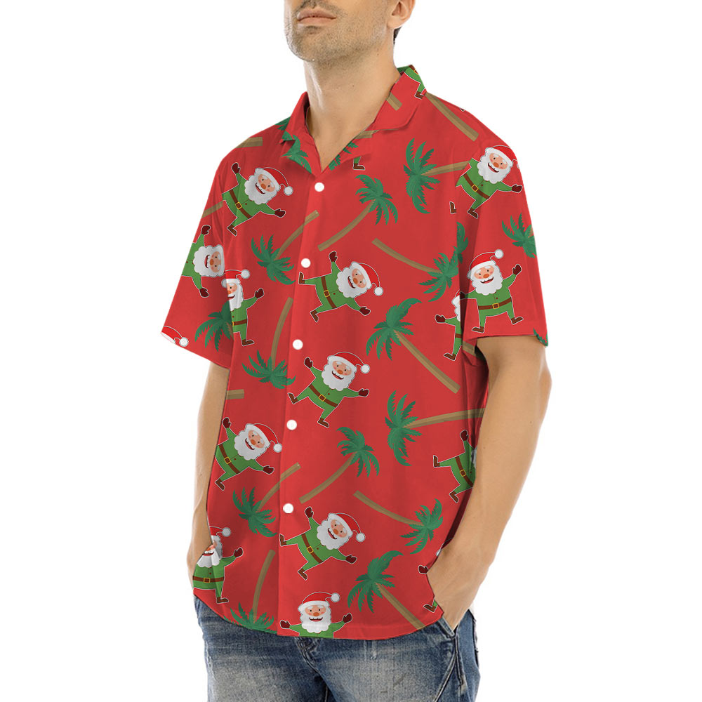 Santa Claus Tropical Palm Tree Hawaiian Shirt
