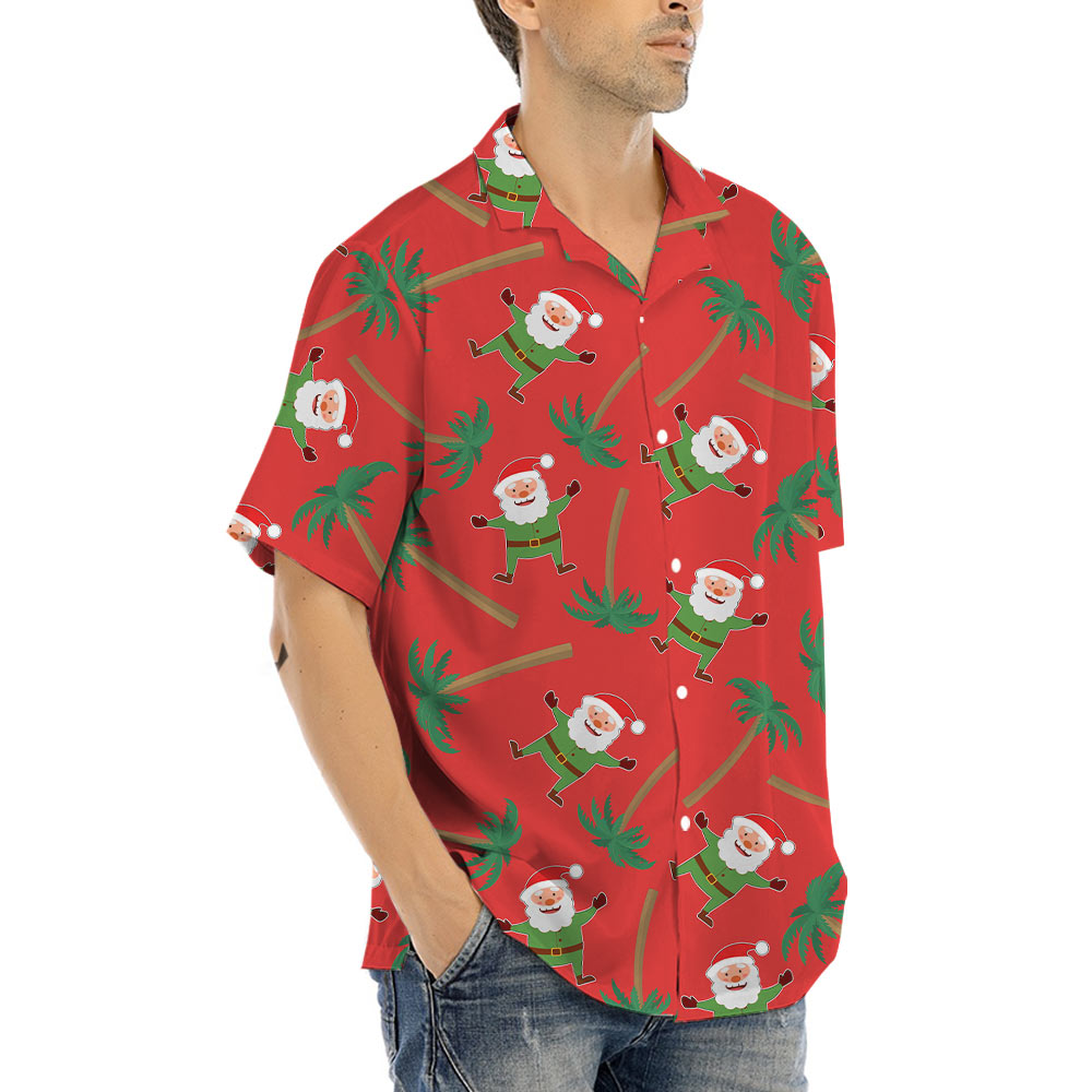 Santa Claus Tropical Palm Tree Hawaiian Shirt
