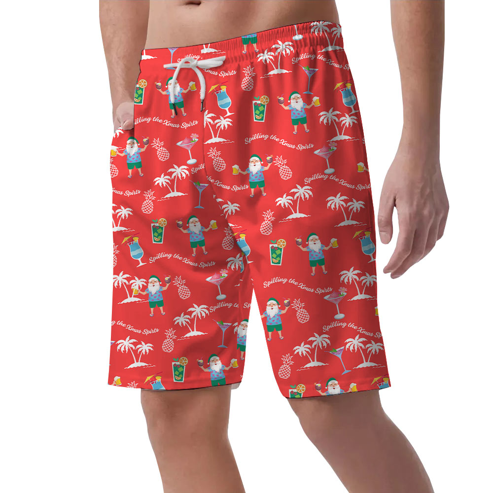 Santa Claus Spilling The Xmas Spirits Men's Beach Shorts