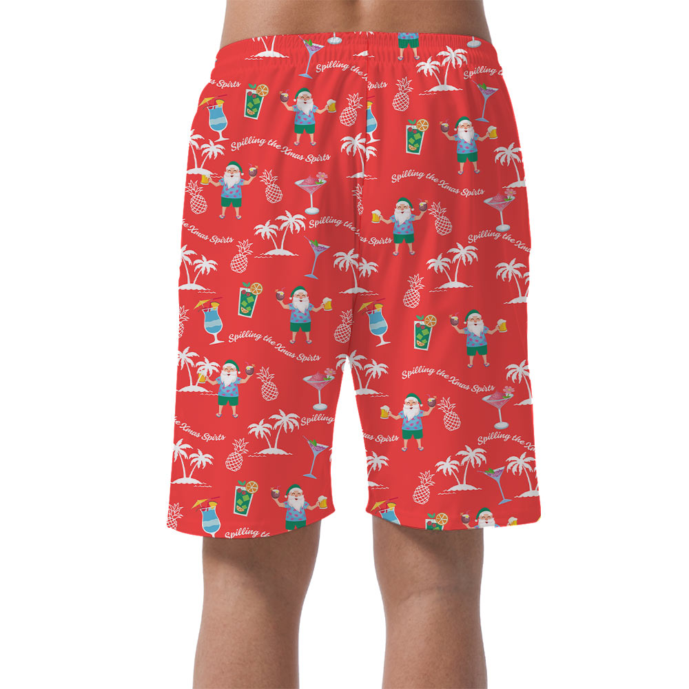 Santa Claus Spilling The Xmas Spirits Men's Beach Shorts
