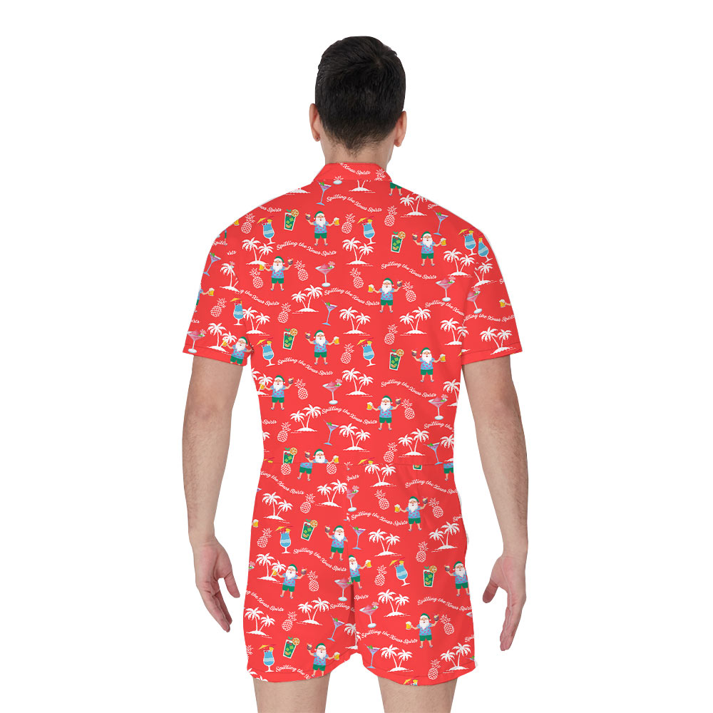 Spilling The Xmas Spirits Red Men's Romper