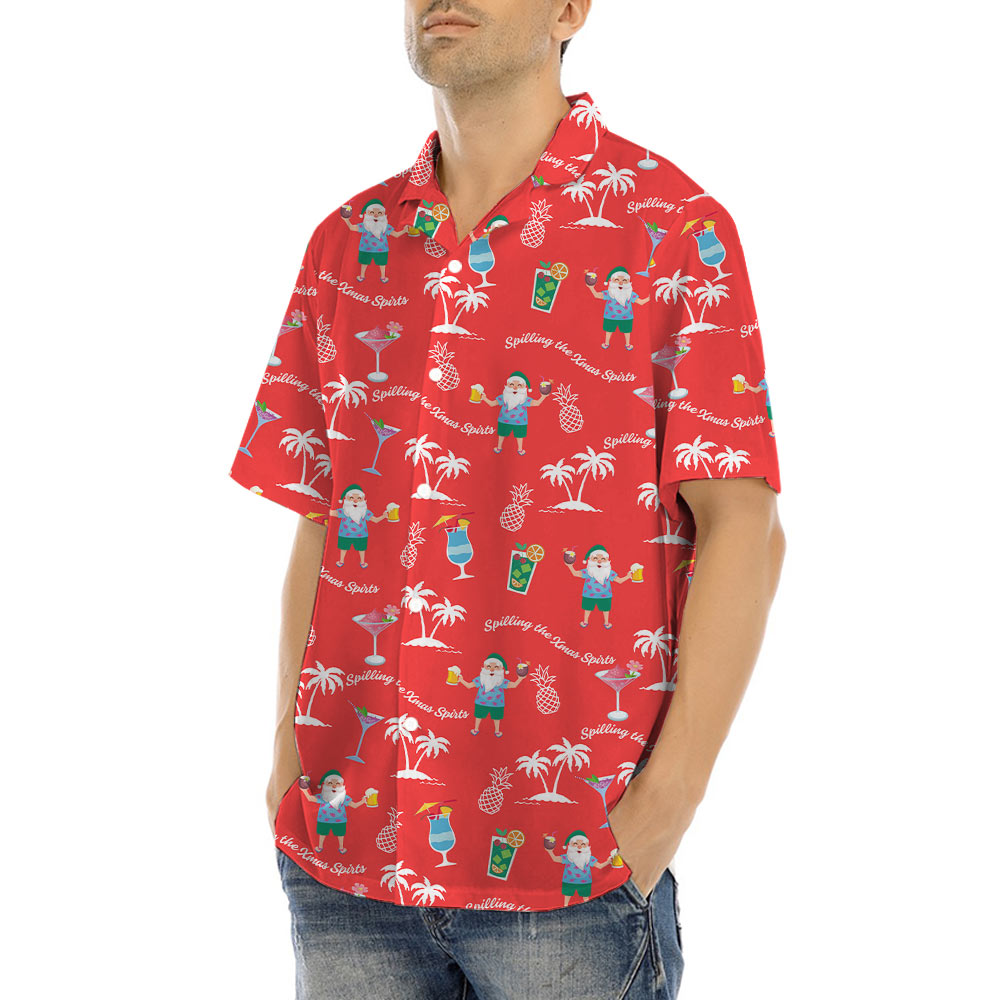 Spilling the Xmas Spirits Santa Hawaiian Shirt