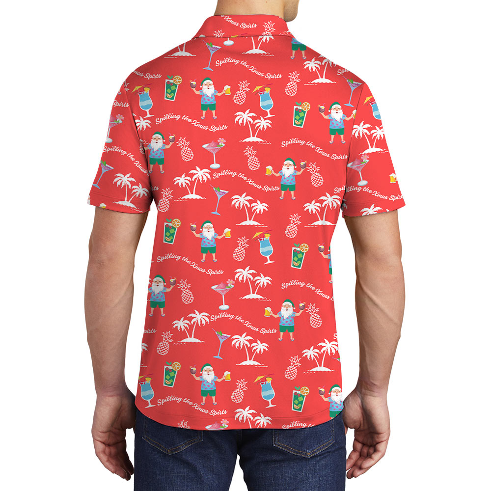 Spilling The Christmas Spirits Hawaiian Polo Shirt