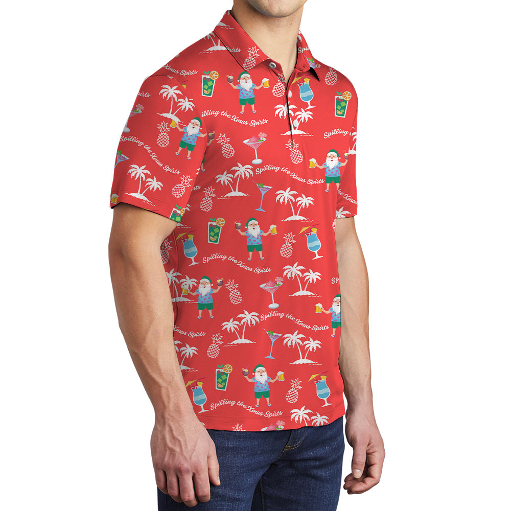 Spilling The Christmas Spirits Hawaiian Polo Shirt