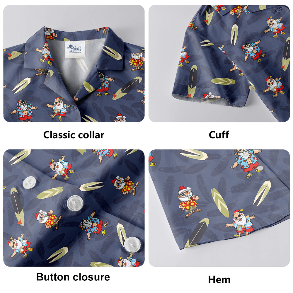 Funny Summer Santa Claus Navy Christmas Hawaiian Shirt