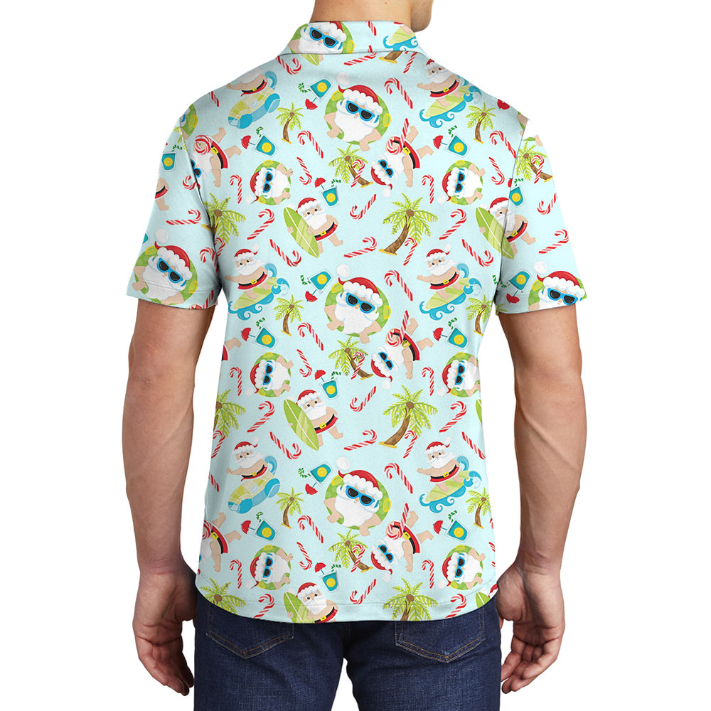 Cute Santa Claus Summer Tropical Polo Shirt