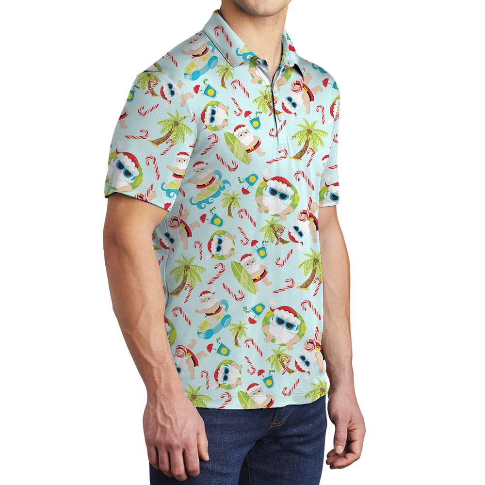Cute Santa Claus Summer Tropical Polo Shirt
