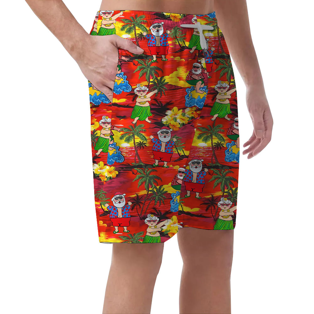 Funny Santa Tropical Sunset Beach Men's Shorts
