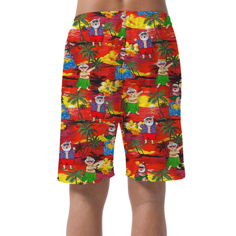 Funny Santa Tropical Sunset Beach Men's Shorts