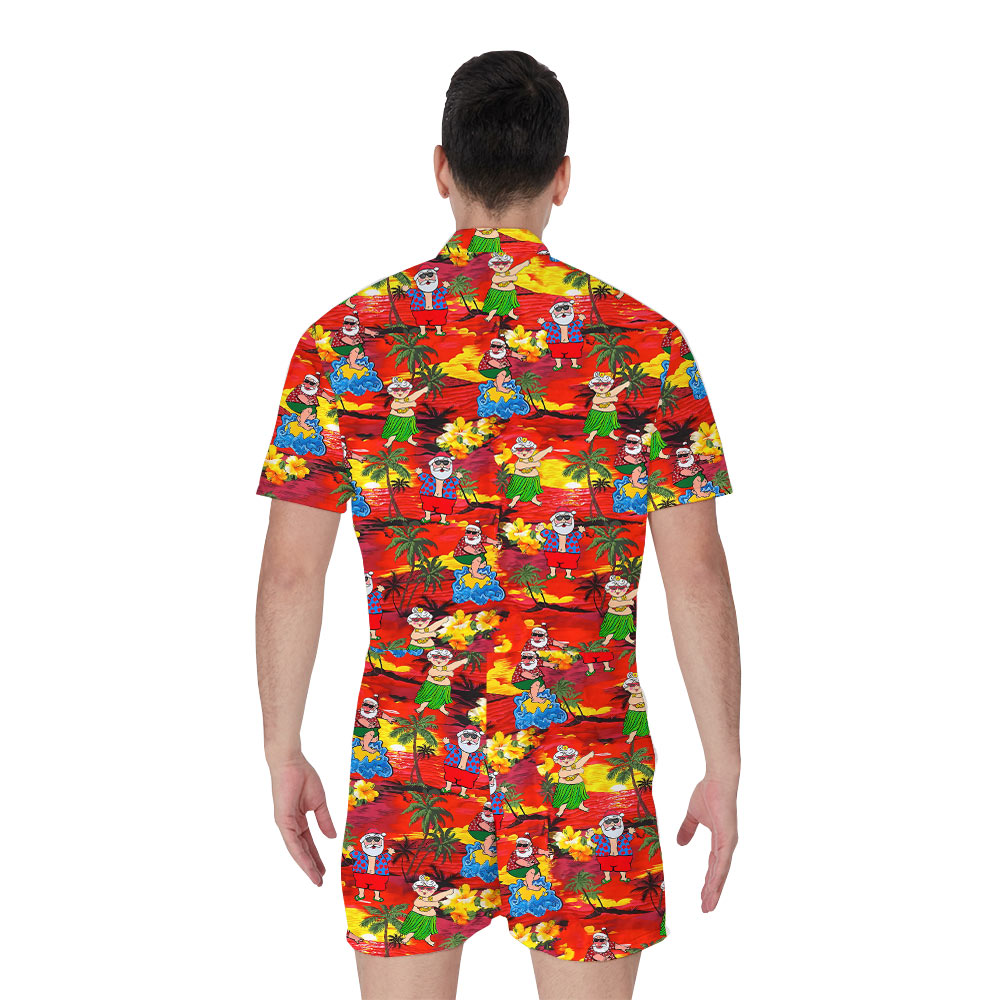 Mele Kalikimaka Santa Tropical Men's Romper