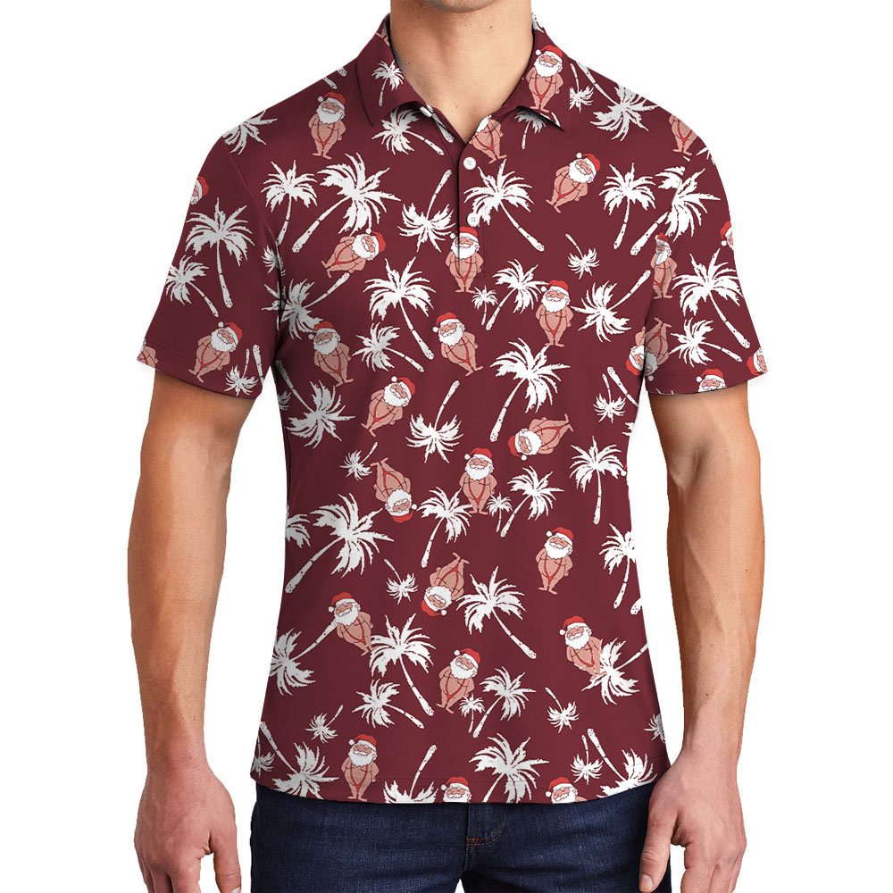 Funny Santa In Bikini Red Polo Shirt - variant image 1
