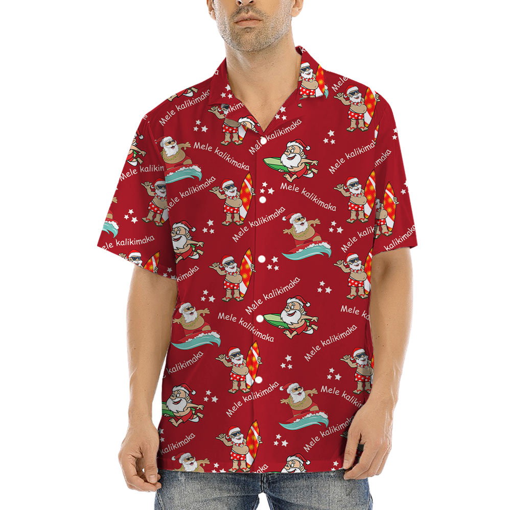 Cute Santa Surfing Hawaiian Shirt - variant image 1