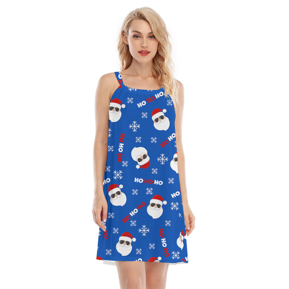 Cute Santa Claus Ho Ho Ho Blue Cami Dress - variant image 1