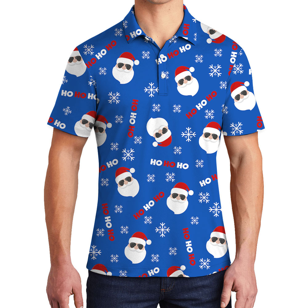 Ho Ho Ho Santa Blue Polo Shirt - variant image 1