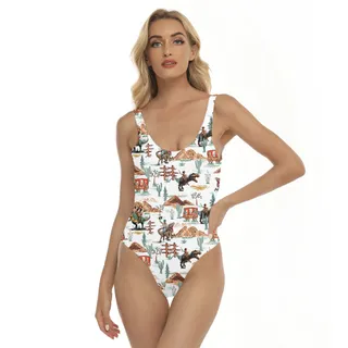 Funny Cowboy Dinosaur Hawaiian Swimsuit