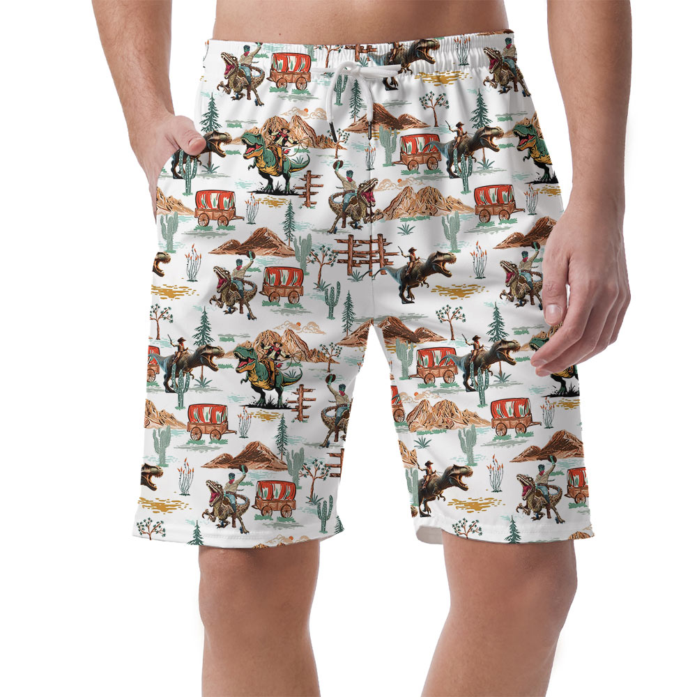 Dinosaur Cowboy Hawaiian Beach Shorts - variant image 1
