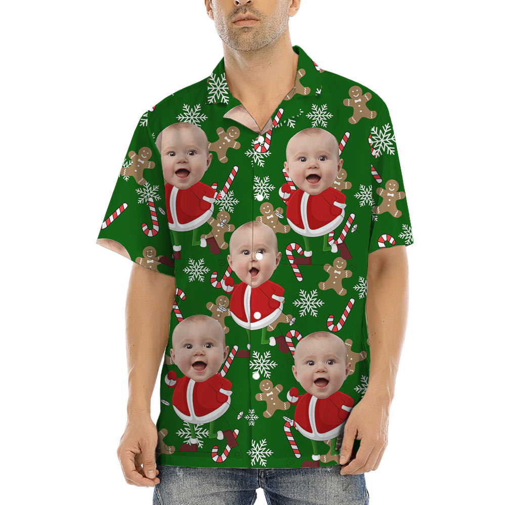 Custom Face Baby Santa Hawaiian Shirt - variant image 1