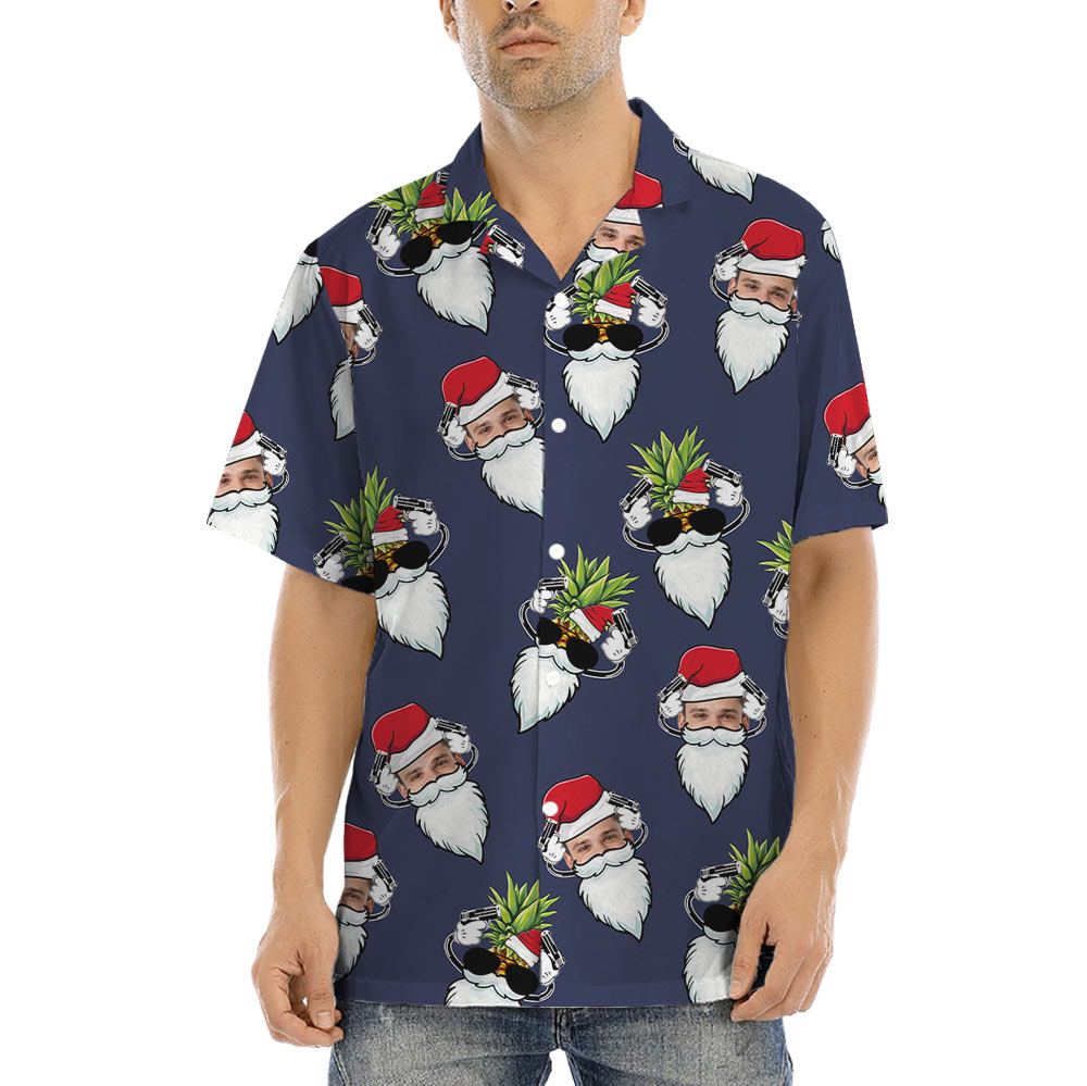 Custom Face Pineapple Santa Hawaiian Shirt - variant image 1