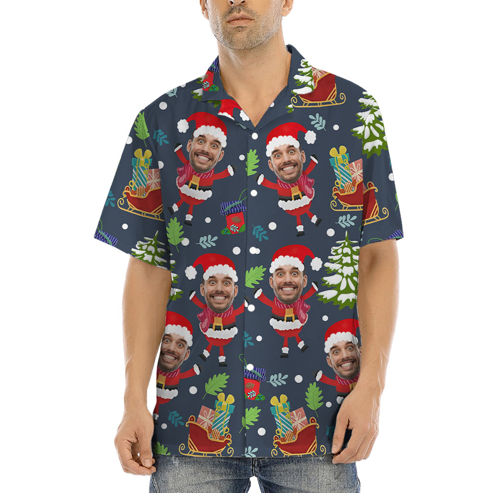 Funny Custom Face Santa Hawaiian Shirt - variant image 1