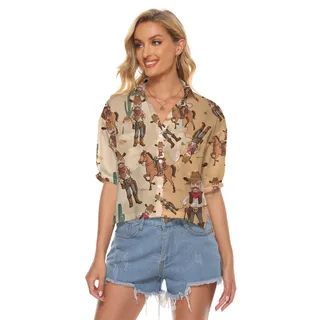 Funny Custom Face Cowboy Women's Crop Top Shirt