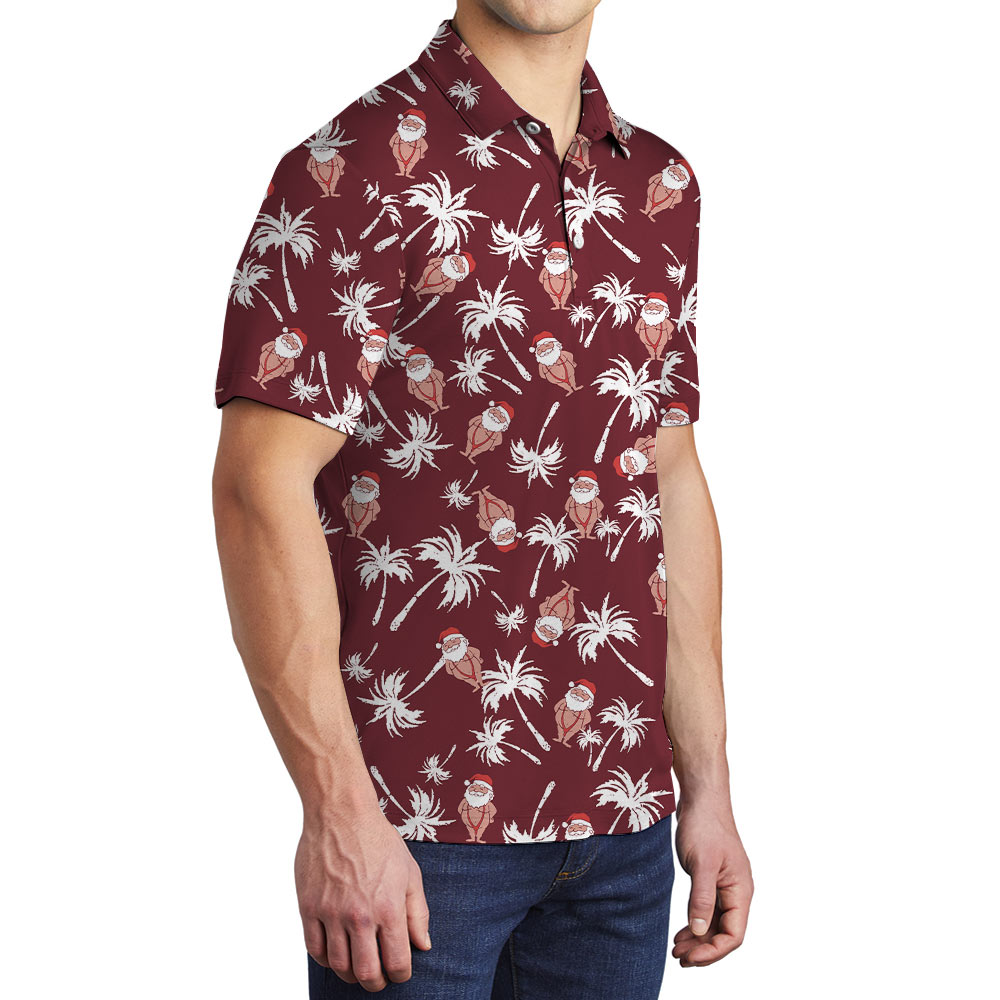 Funny Santa In Bikini Red Polo Shirt