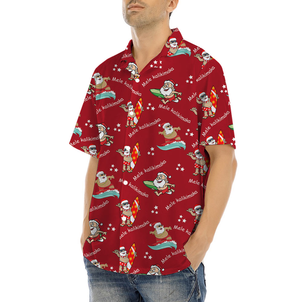 Cute Santa Surfing Hawaiian Shirt