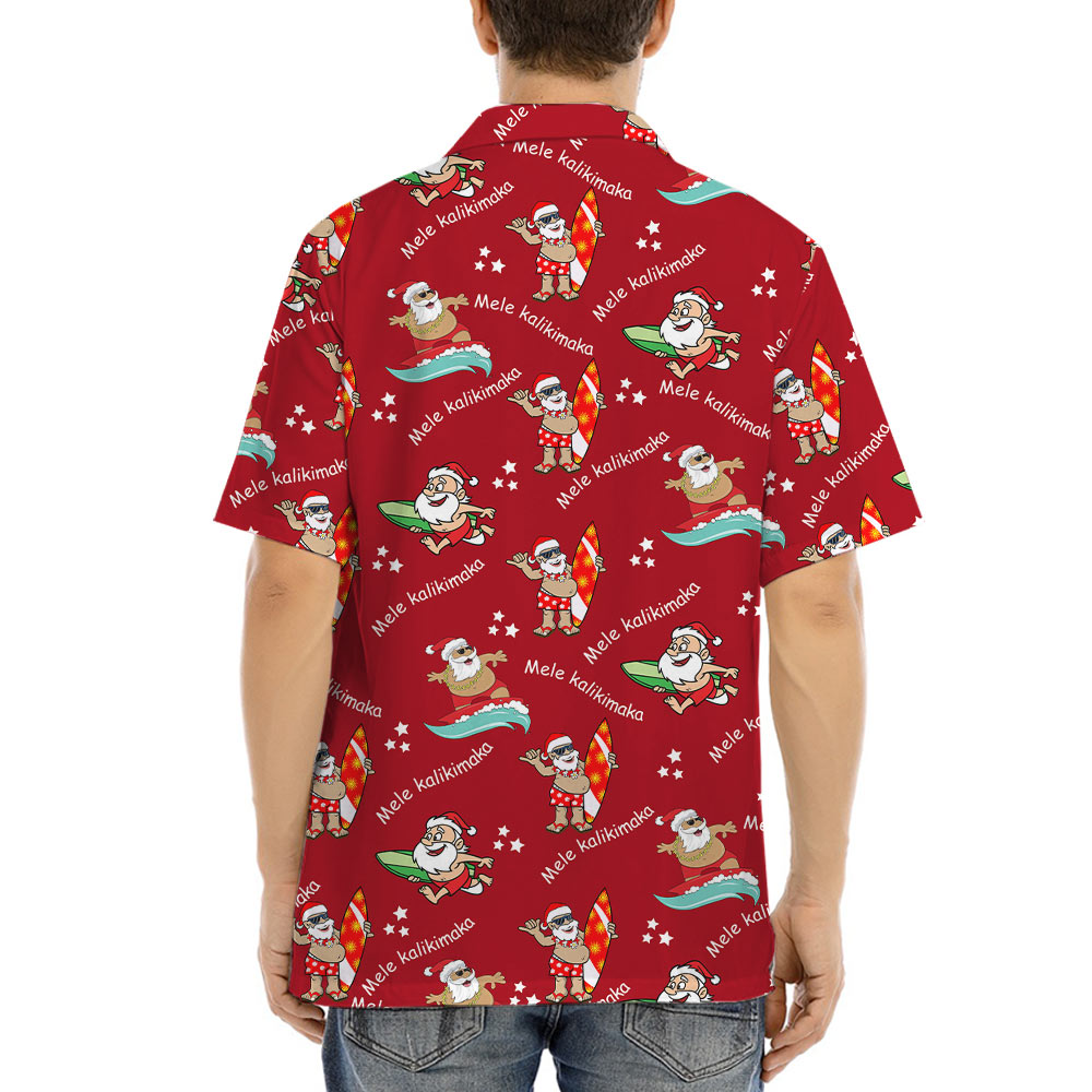 Cute Santa Surfing Hawaiian Shirt