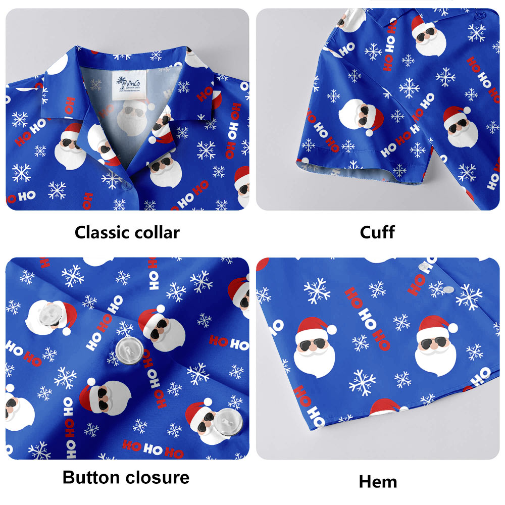 Santa Claus Ho Ho Ho Blue Hawaiian Shirt